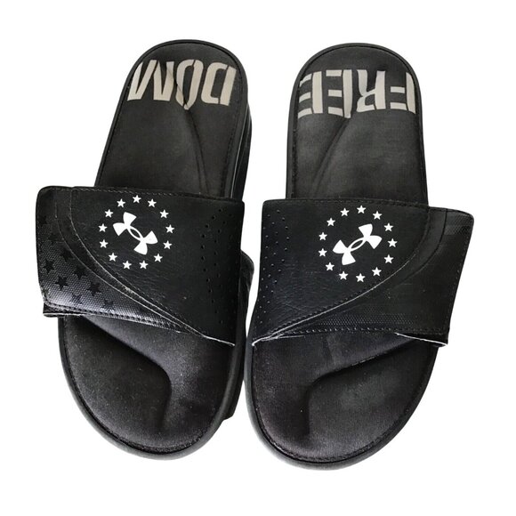 Under Armour Men's Freedom Black Slide Sandals Size 9 - Picture 1 of 7